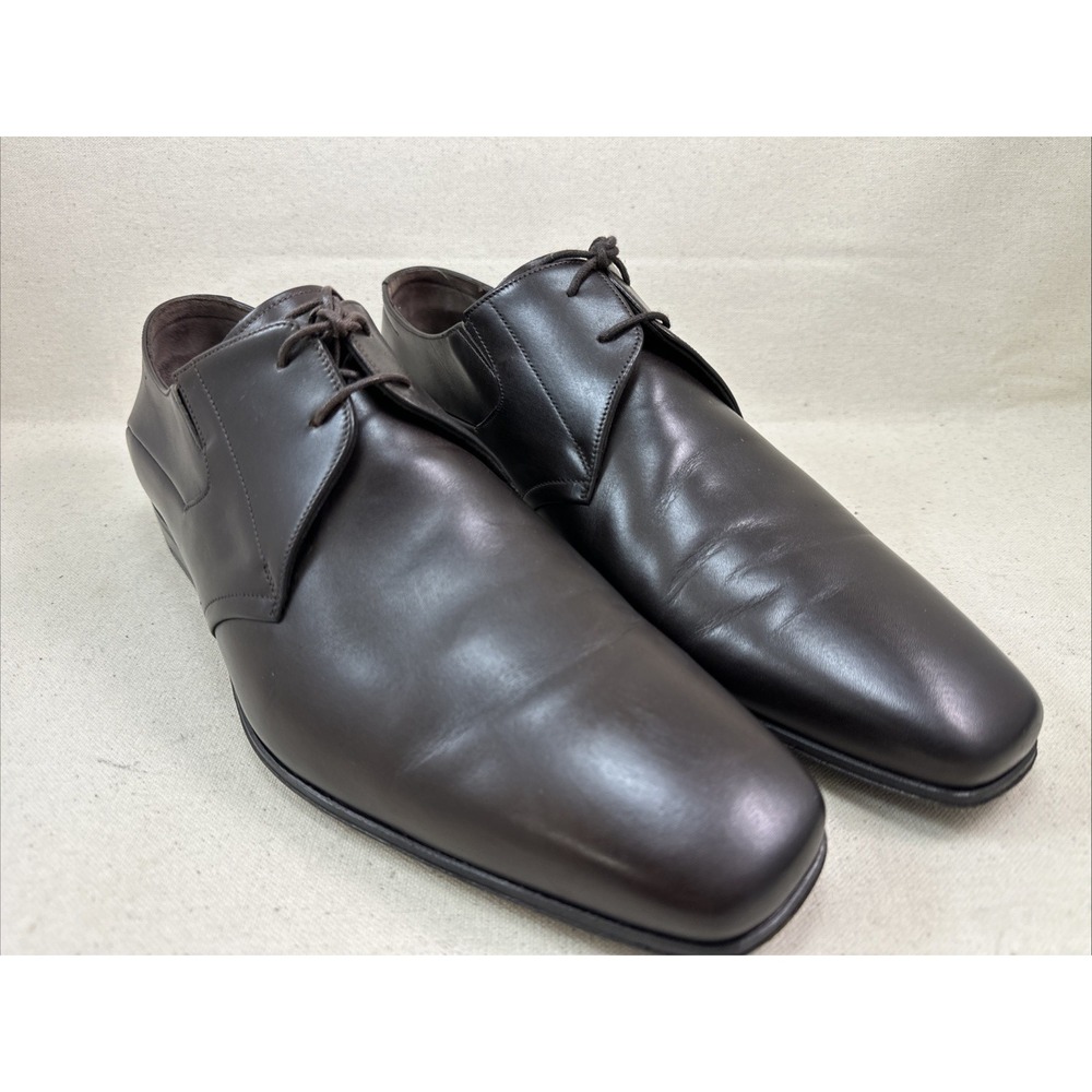 Bruno Magli Rinaldo Brown Leather Plain Toe Men's Dress Shoes ITALY 10.5 M